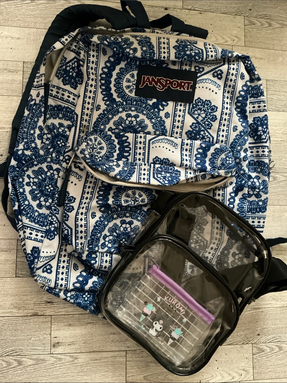 Jan sport backpack and clear bag
